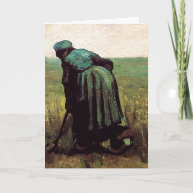 Tarjeta Mujer campesina cavando por Vincent van Gogh (Anverso)