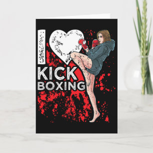 Tarjeta Mujer Chica Kickboxer Me encanta el kickboxing
