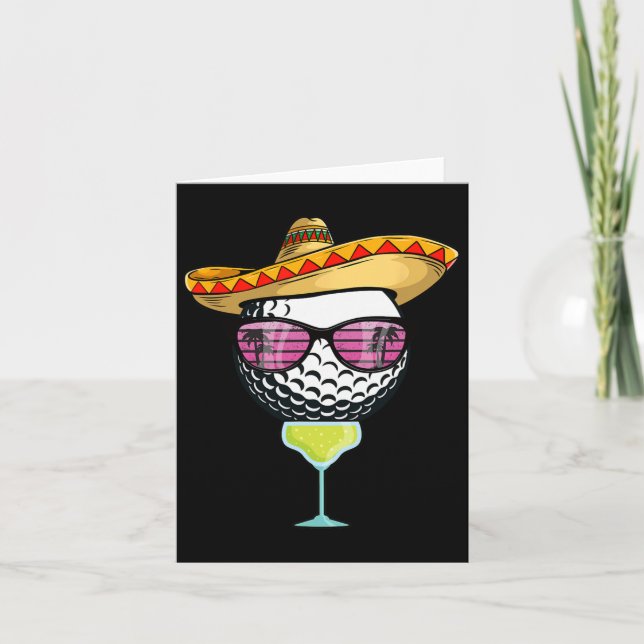 Tarjeta Mujer Cinco De Mayo Golf Ball Con Sombrero Margar (Anverso)