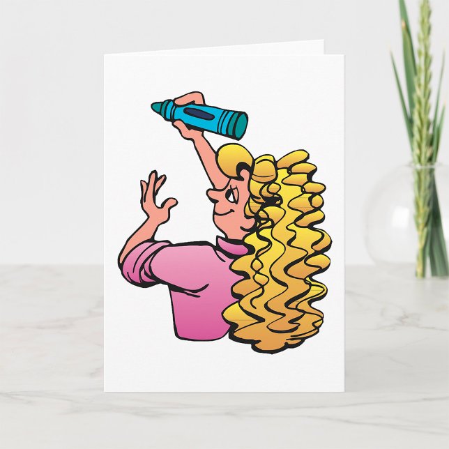 Tarjeta Mujer Con Cartas De Saludo De Crayón (Subido por el creador)