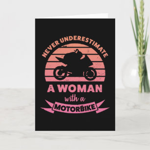Tarjeta Mujer con motocicleta divertida regalo mujer
