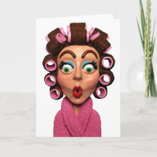 Tarjeta Mujer con rulos