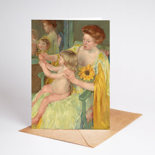 Tarjeta Mujer con un Girasol   Mary Cassatt