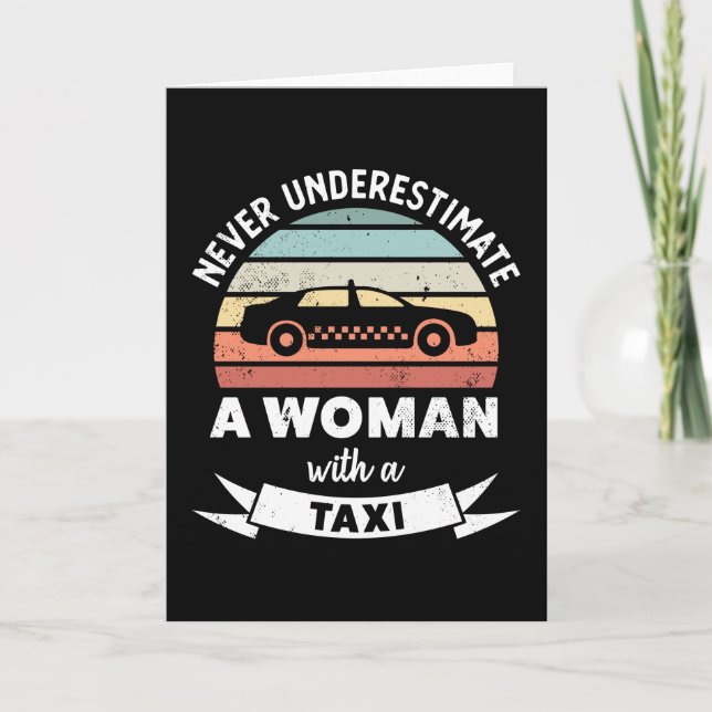 Tarjeta Mujer con un regalo divertido de coches de taxi pa (Anverso)