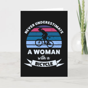 Tarjeta Mujer con una bicicleta regalo divertido para mamá