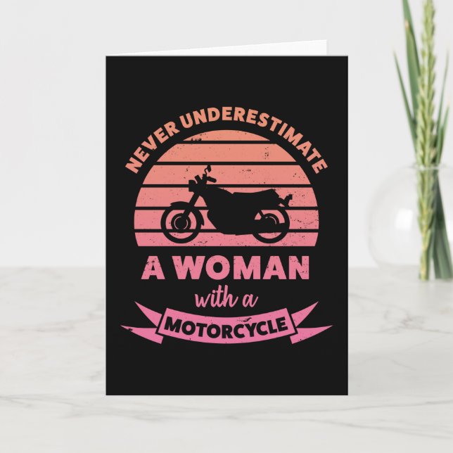 Tarjeta Mujer con una motocicleta divertida regalo mujer (Anverso)