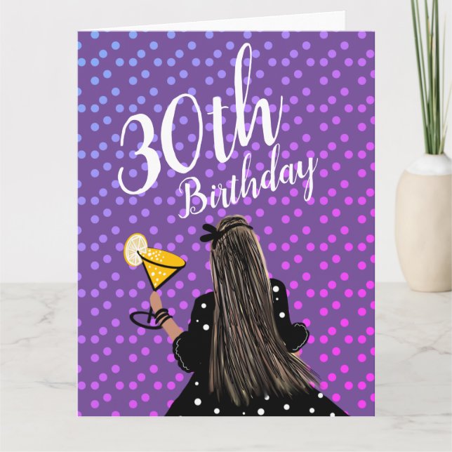 Tarjeta Mujer Cumpleaños 30 Años Cóctel Moda Belleza (Anverso)