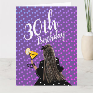 Tarjeta Mujer Cumpleaños 30 Años Cóctel Moda Belleza