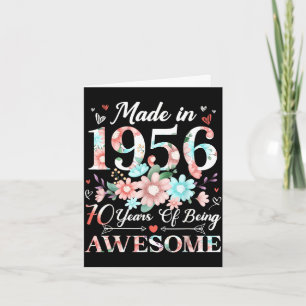 Tarjeta Mujer de 70 años hecha en 1956 floral cumpleaños 7