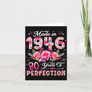 Tarjeta Mujer de 80 años hecha en 1946 Floral cumpleaños 8