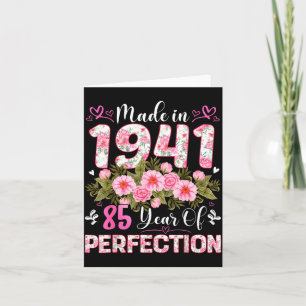 Tarjeta Mujer de 85 años hecha en 1941 Floral cumpleaños 8
