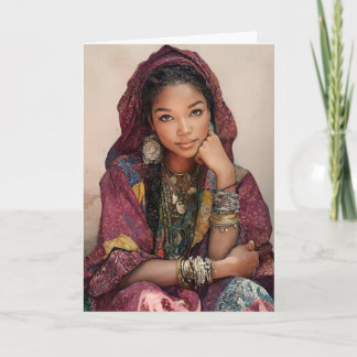 Tarjeta Mujer de Comoras - Retrato Étnico de Mujer African