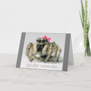 Tarjeta Mujer de la araña con el arco rosado