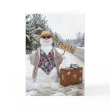 Mujer de nieve de cumpleaños haciendo autostop con