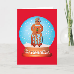 Tarjeta Mujer de pan de jengibre galleta de nieve globo de
