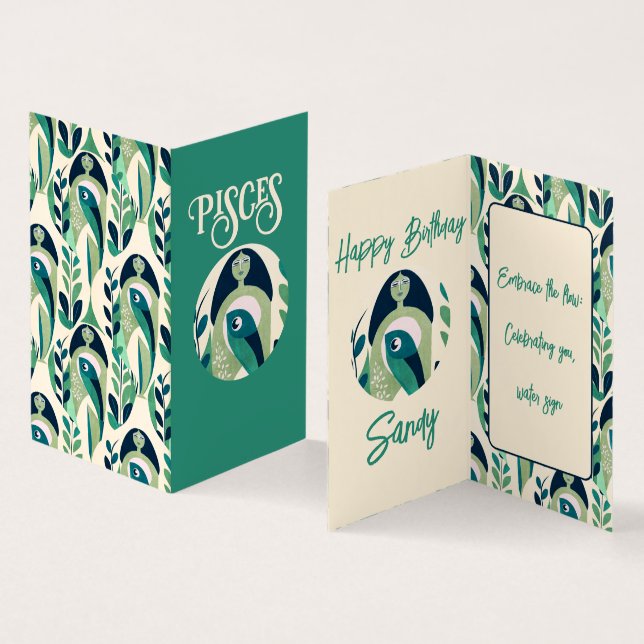 Tarjeta Mujer de Pisces (Interior y exterior)