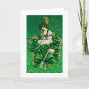 Tarjeta Mujer de recuerdo del Día de San Patricio en la es