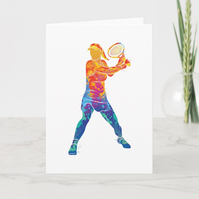 Tarjeta Mujer de tenis acuarela (Anverso)