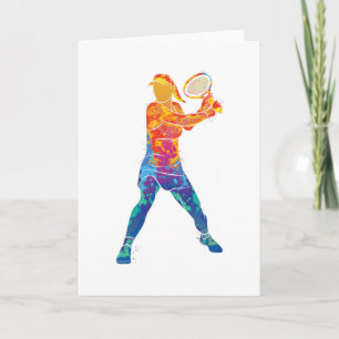 Tarjeta Mujer de tenis acuarela