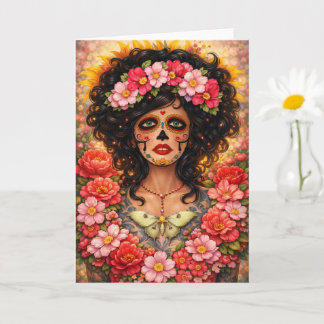Tarjeta Mujer del Día de los Muertos Retrato • Día de los