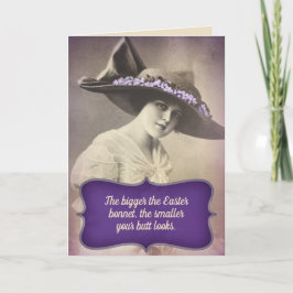 Tarjeta Mujer divertida de los años 20 con gran bonnet de