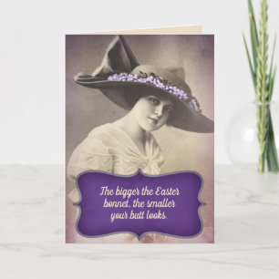 Tarjeta Mujer divertida de los años 20 con gran bonnet de