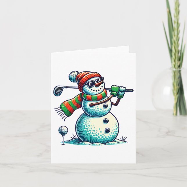 Tarjeta Mujer divertida jugando Navidades de bolas de golf (Anverso)