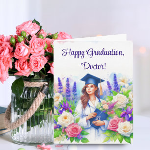 Tarjeta Mujer Doctora Feliz Graduación Facultad de Medicin