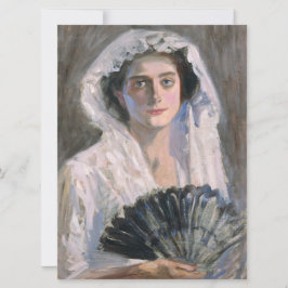 Tarjeta Mujer elegante con ventilador negro (Fujishima Tak