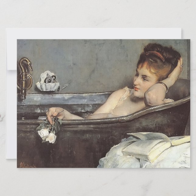 Tarjeta Mujer elegante en el baño (por Alfred Stevens) (Anverso)