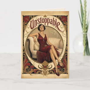 Tarjeta Mujer elegante en el estilo Art Nouveau para cumpl