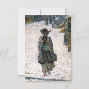 Tarjeta Mujer elegante en Navidades mañana (Childe Hassam)