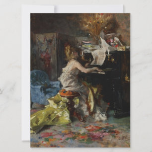 Tarjeta Mujer elegante jugando al piano (Giovanni Boldini)
