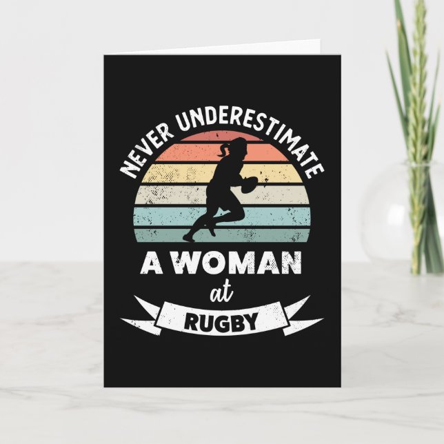 Tarjeta Mujer en el divertido regalo deportivo de Rugby ma (Anverso)