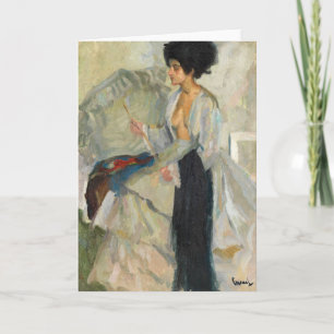 Tarjeta Mujer en el estudio   Edward Cucuel