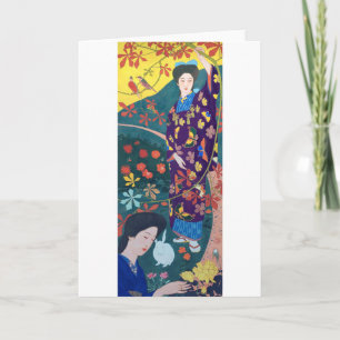 Tarjeta Mujer en el Jardín de las Flores, Goyō Hashiguchi