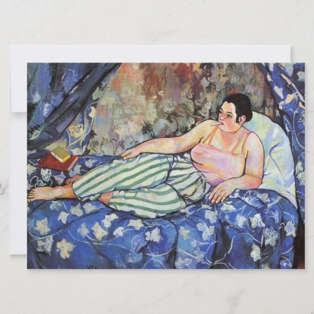 Tarjeta Mujer en la habitación azul (por Suzanne Valadon) (Anverso)