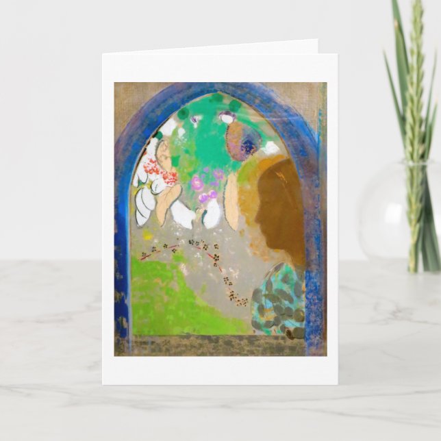 Tarjeta Mujer en la ventana, Redon (Anverso)