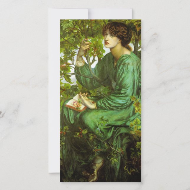 Tarjeta Mujer en verde (El sueño del día) (de D.G. Rosetti (Anverso)