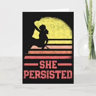 Tarjeta Mujer escaladora en silueta retro de escalada en r