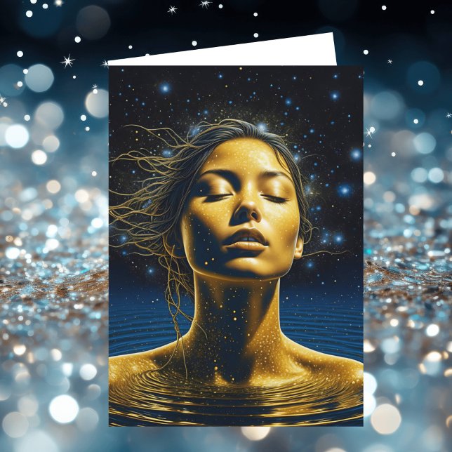 Tarjeta Mujer espiritual en el agua bajo las estrellas (Subido por el creador)