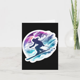 Tarjeta Mujer esquiadora arte acuarela chica amante del es