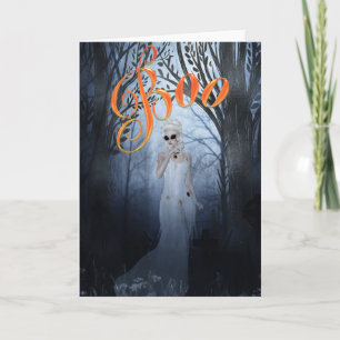 Tarjeta Mujer Fantasma de Halloween Boo