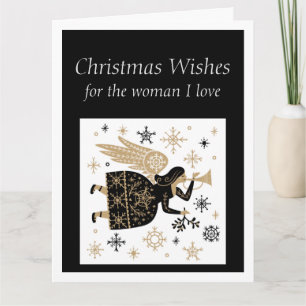 Tarjeta Mujer Feliz Navidad Te amo Ángel especial