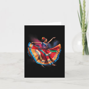 Tarjeta Mujer folclórica bailando con el folklore mexicano