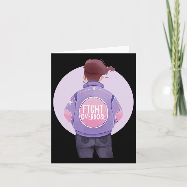 Tarjeta Mujer frente a sobredosis de Cinta púrpura Aviso d (Anverso)