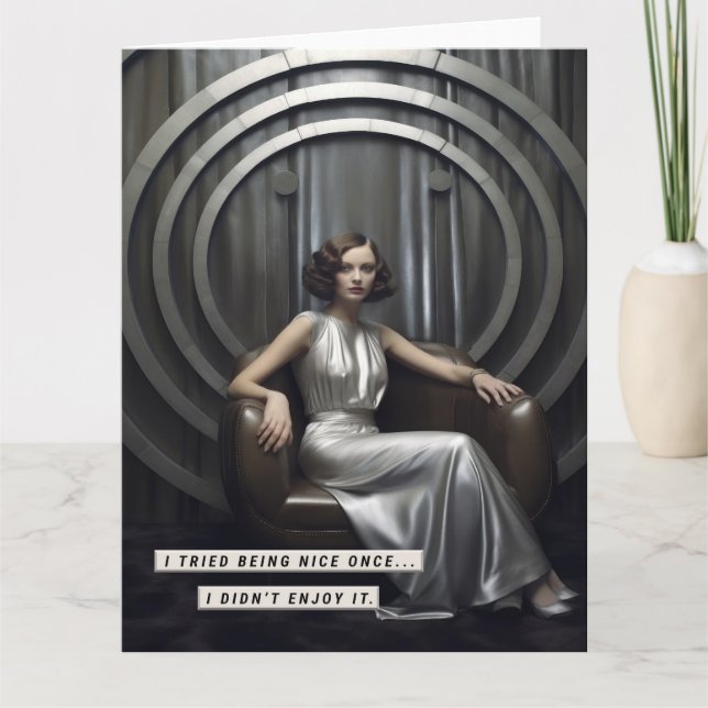 Tarjeta Mujer fresca de arte vintage (Anverso)