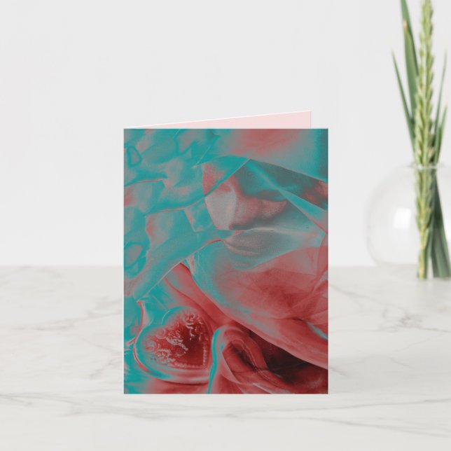 Tarjeta Mujer hermosa & corazón azul rosa rojo San Valentí (Anverso)