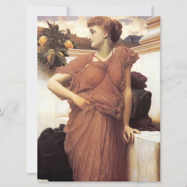 Tarjeta Mujer Hermosa junto a una Fuente (Frederic Leighto (Anverso)
