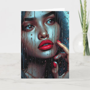 Tarjeta Mujer hispana bastante viendo llover